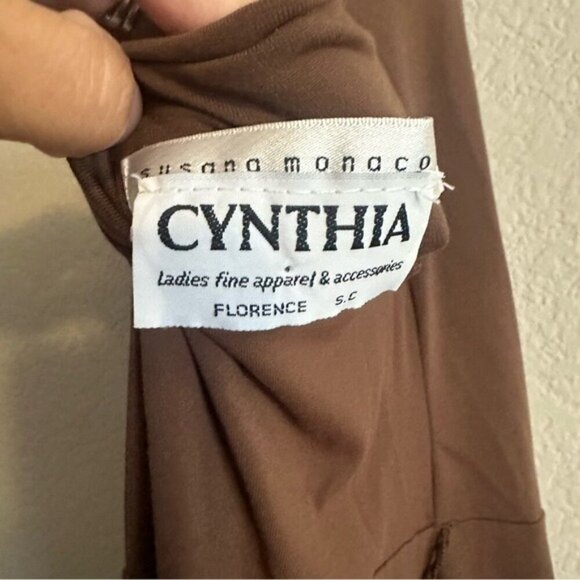 Susana Monaco Brown Halter Flare Dress Medium - Chic Minimalist & Elegant - Picture 7 of 9